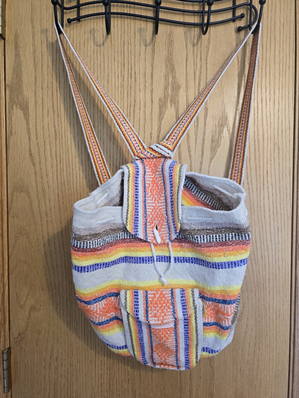 Pinzon Woven Back Pack Orange & Cream